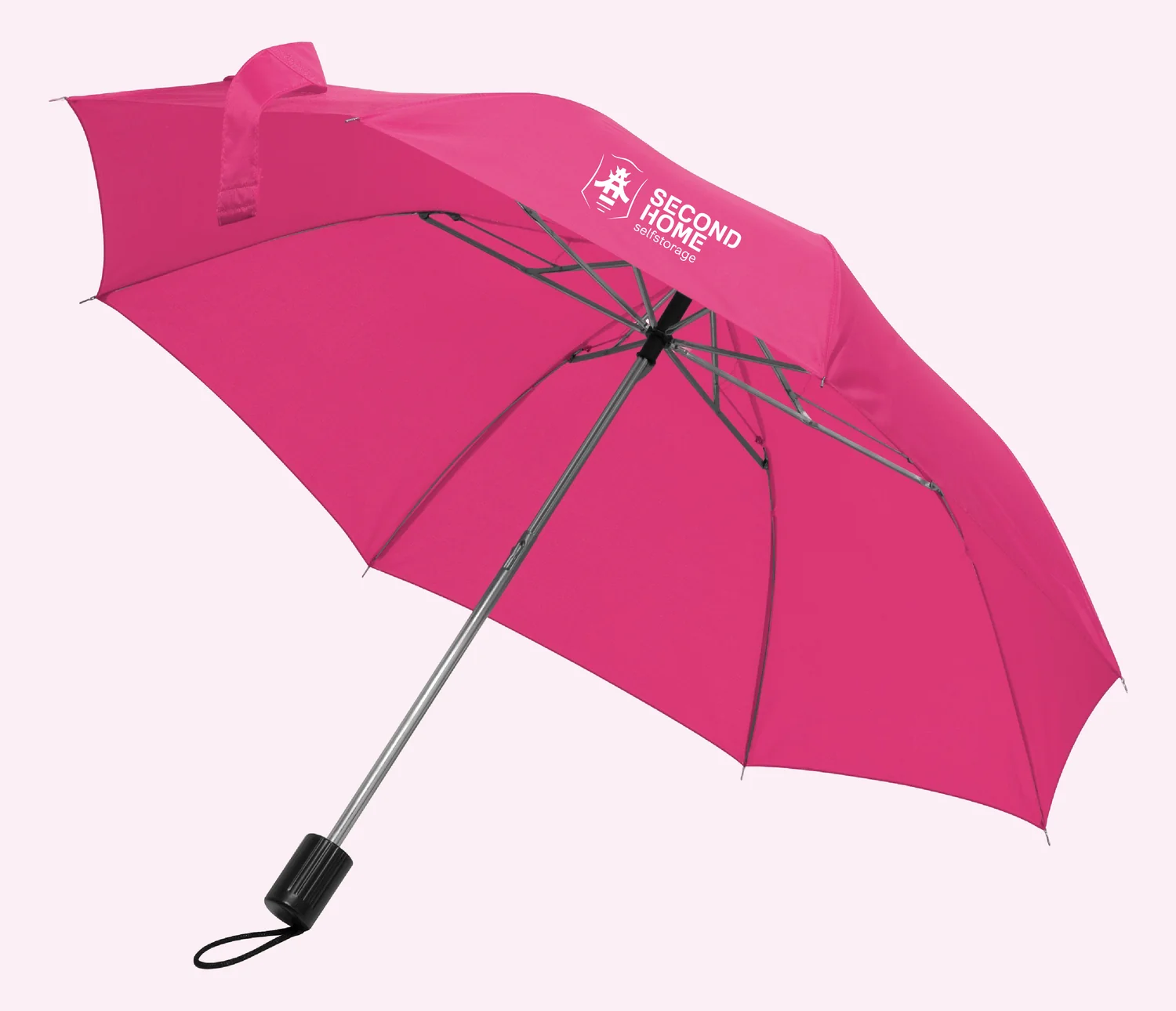 SH Storage Werbemittel: Regenschirm im Marken-Pink mit Logo