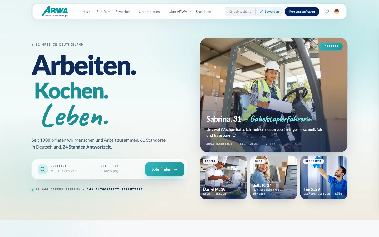 Startseite von arwa.de