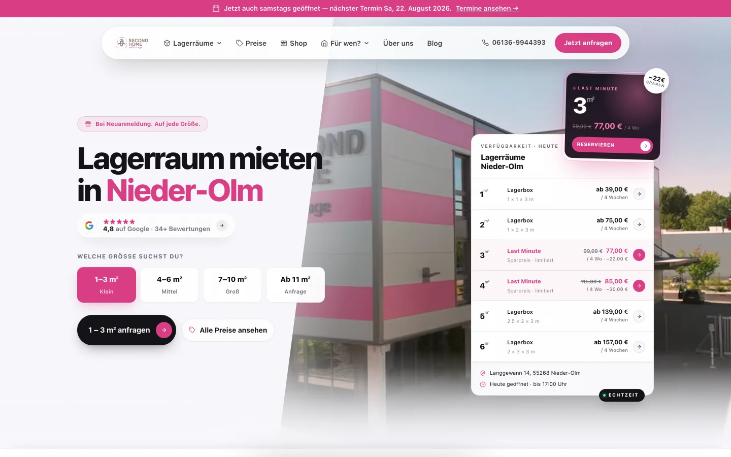 Startseite von sh-storage.de